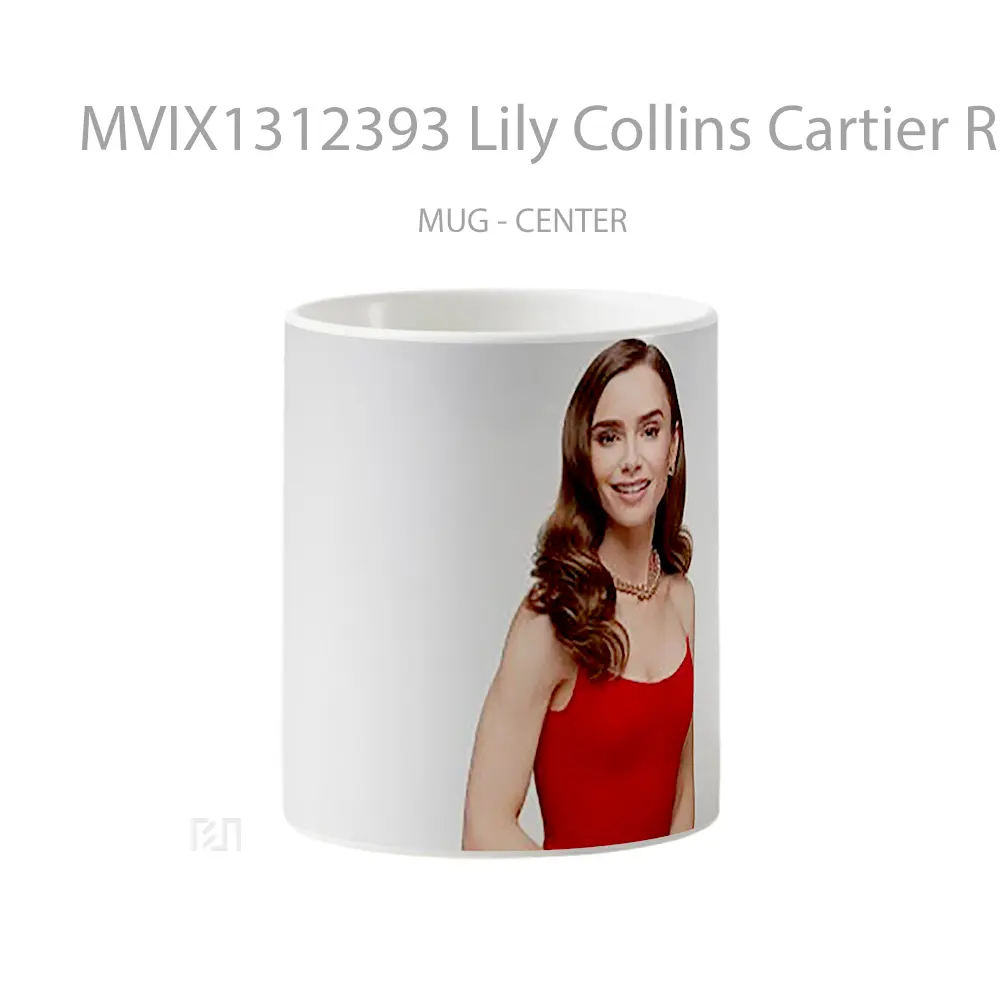 Mug Lily Collins Cartier Red Dress Gelas Keramik Unik