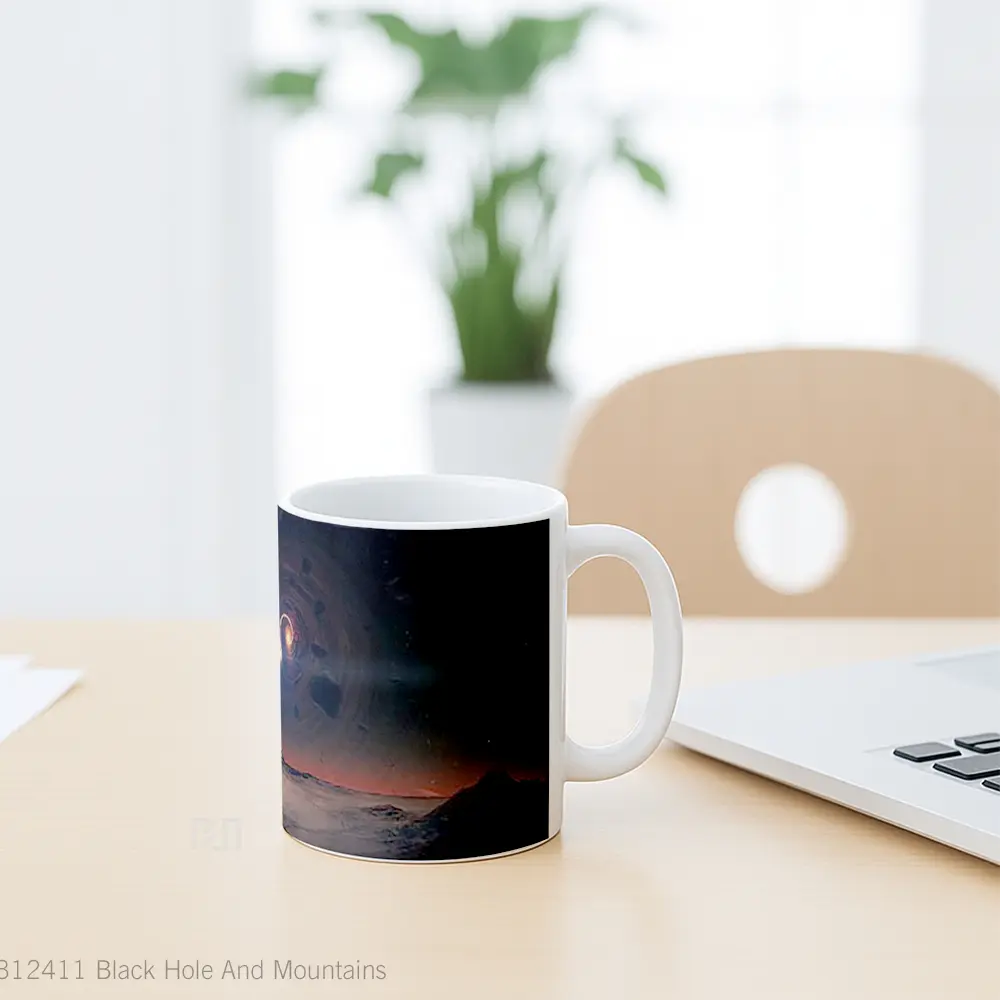 Mug Black Hole And Mountains Gelas Pemandangan Alam - All-side / Desain
