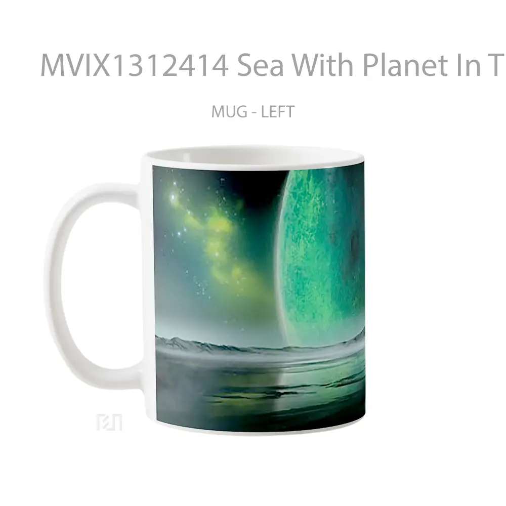 Mug Sea With Planet In The Background Gelas Pemandangan Alam - All-side / Desain