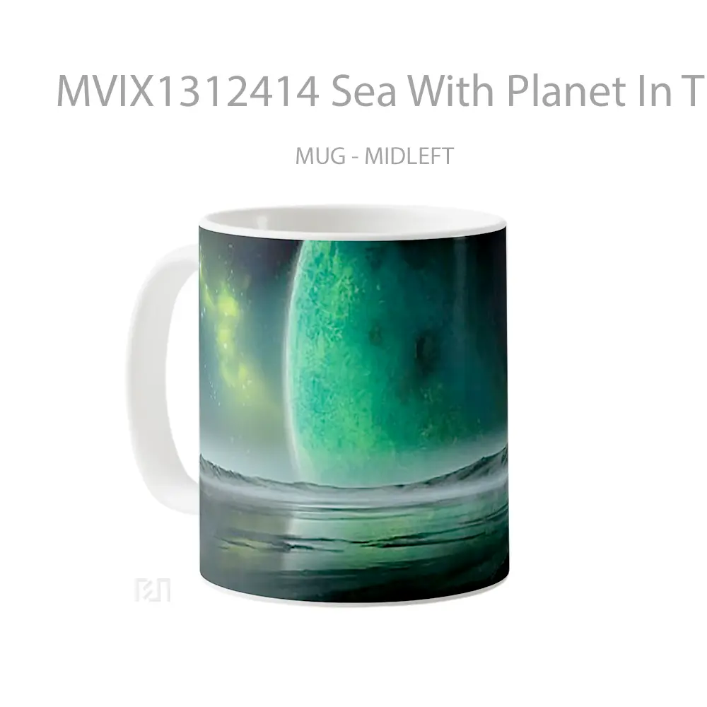 Mug Sea With Planet In The Background Gelas Pemandangan Alam - All-side / Desain