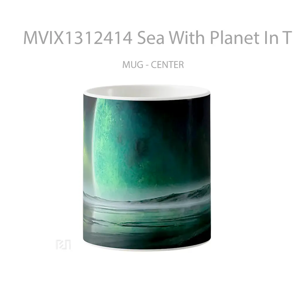 Mug Sea With Planet In The Background Gelas Pemandangan Alam
