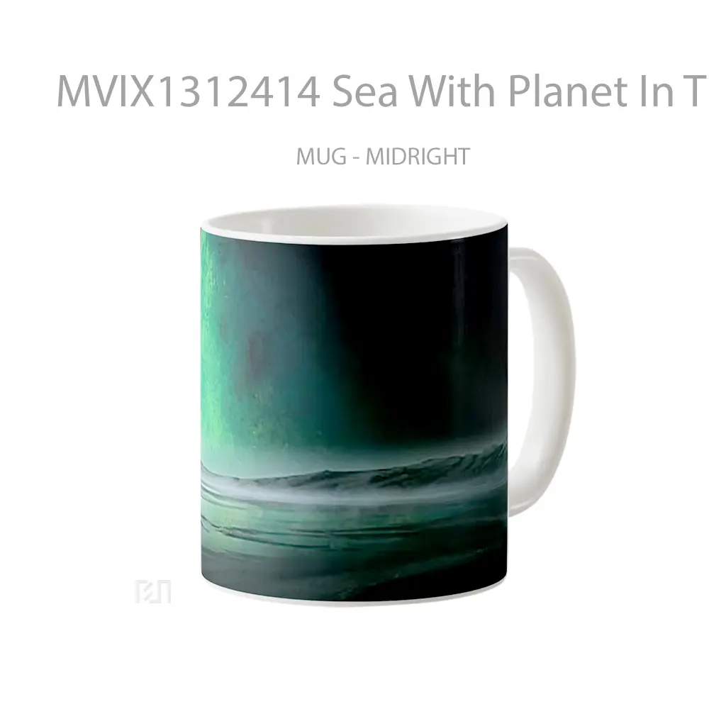Mug Sea With Planet In The Background Gelas Pemandangan Alam - All-side / Desain