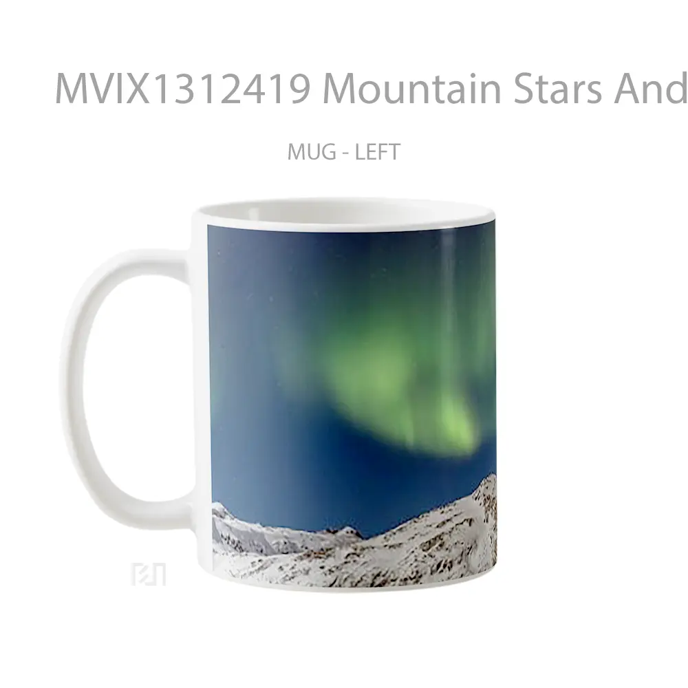Mug Mountain Stars And Aurora Gelas Pemandangan Alam - All-side / Desain