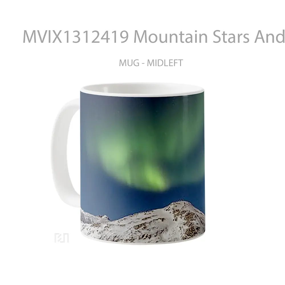 Mug Mountain Stars And Aurora Gelas Pemandangan Alam - All-side / Desain