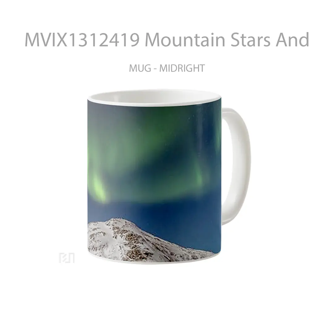 Mug Mountain Stars And Aurora Gelas Pemandangan Alam - All-side / Desain