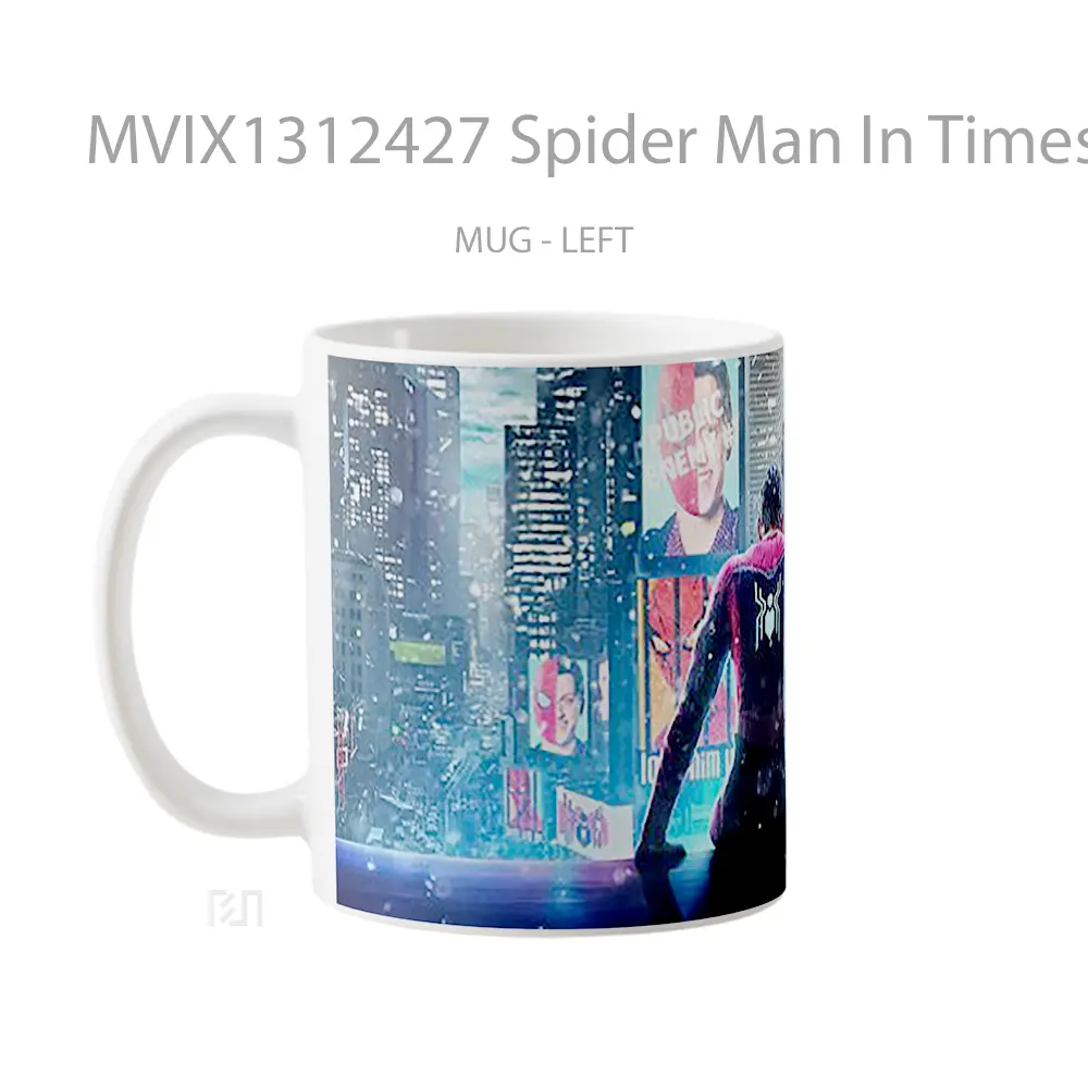 Mug Spider Man In Times Sqaure Gelas Superhero - All-side / Desain