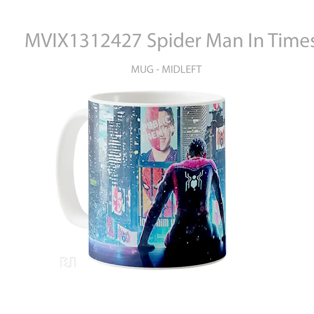 Mug Spider Man In Times Sqaure Gelas Superhero - All-side / Desain