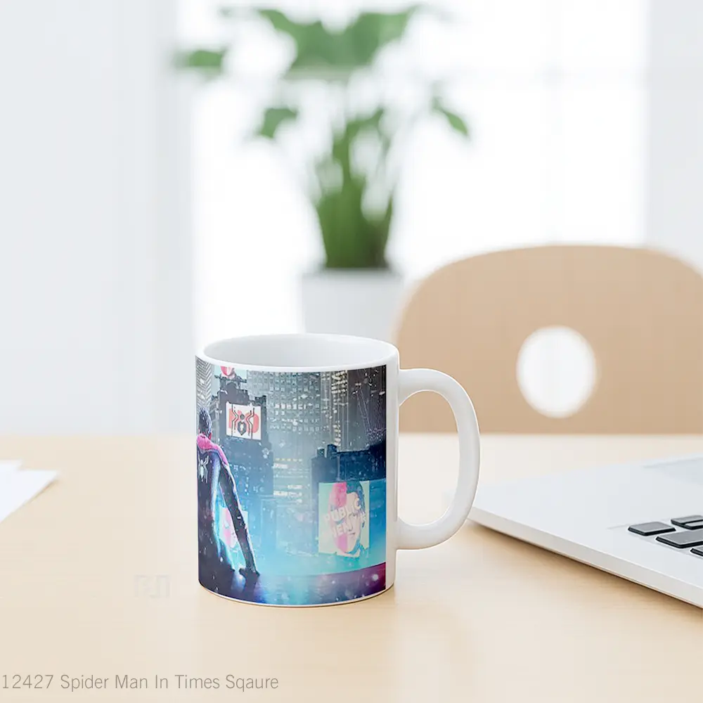 Mug Spider Man In Times Sqaure Gelas Superhero - All-side / Desain
