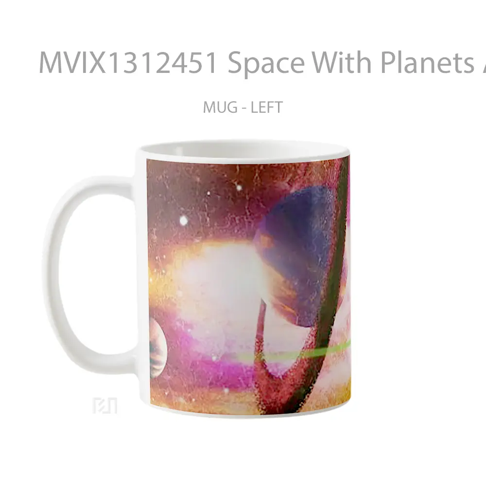 Mug Space With Planets And Stars Gelas Astronomi - All-side / Desain