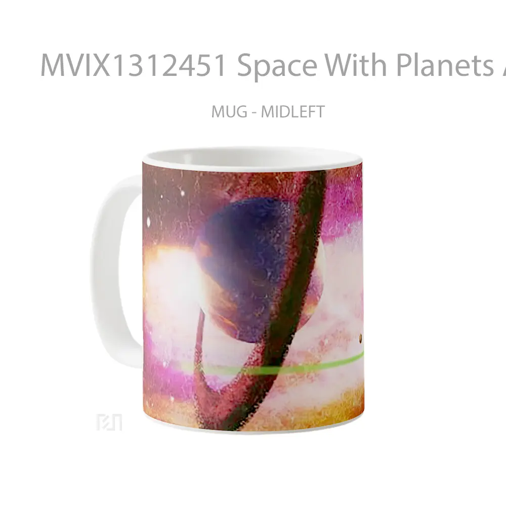 Mug Space With Planets And Stars Gelas Astronomi - All-side / Desain