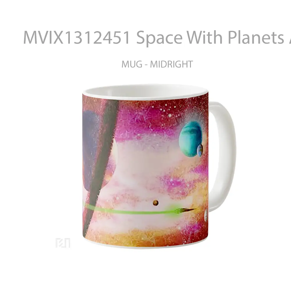 Mug Space With Planets And Stars Gelas Astronomi - All-side / Desain