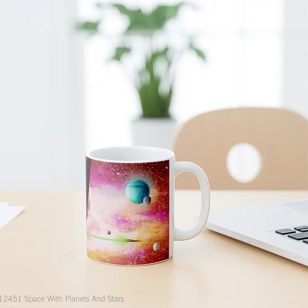 Mug Space With Planets And Stars Gelas Astronomi - All-side / Desain