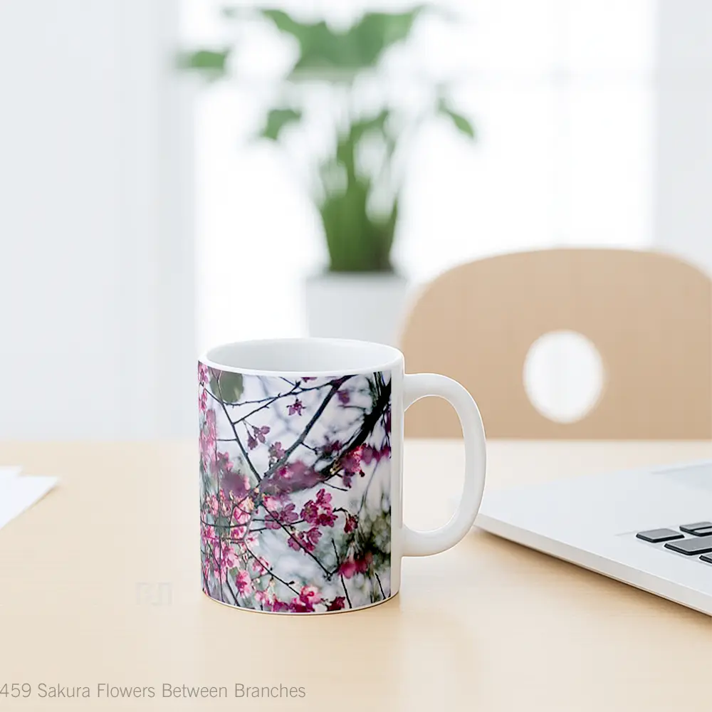 Mug Sakura Flowers Between Branches Gelas Pemandangan Alam - All-side / Desain