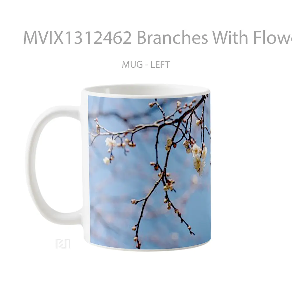 Mug Branches With Flowers Gelas Pemandangan Alam - All-side / Desain