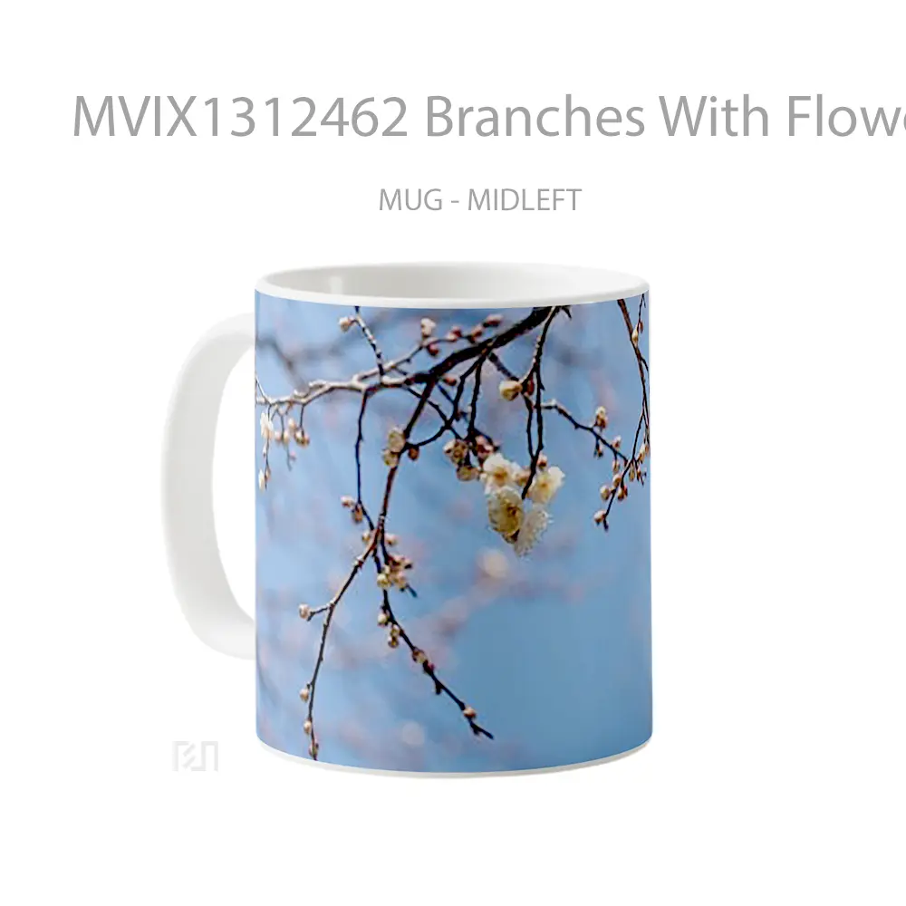 Mug Branches With Flowers Gelas Pemandangan Alam - All-side / Desain