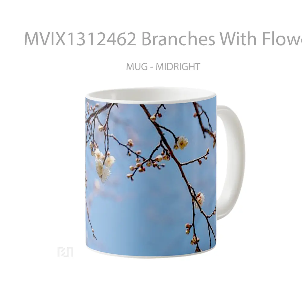 Mug Branches With Flowers Gelas Pemandangan Alam - All-side / Desain