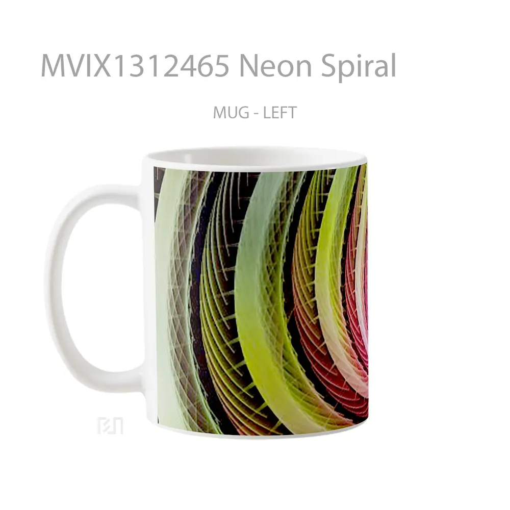 Mug Neon Spiral Gelas Keramik Unik - All-side / Desain