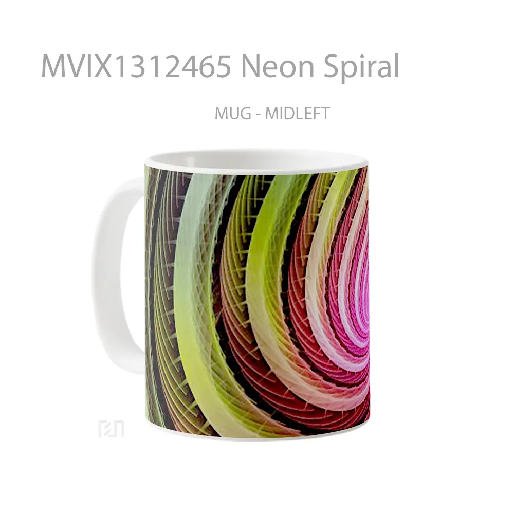 Mug Neon Spiral Gelas Keramik Unik - All-side / Desain