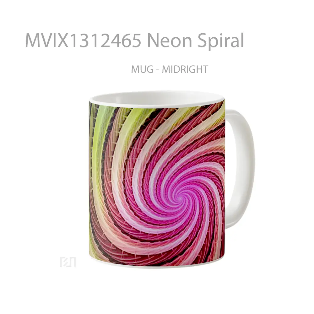 Mug Neon Spiral Gelas Keramik Unik - All-side / Desain