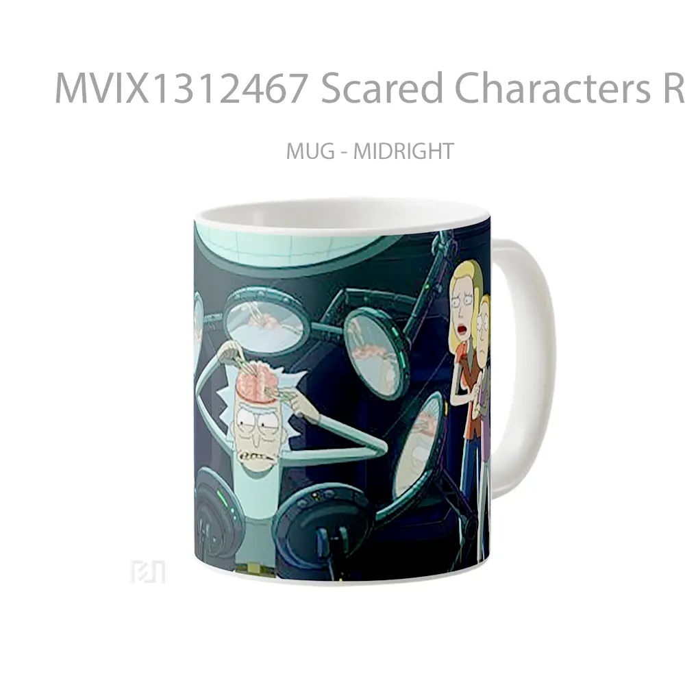 Mug Scared Characters Rick And Morty Gelas Kartun - All-side / Desain