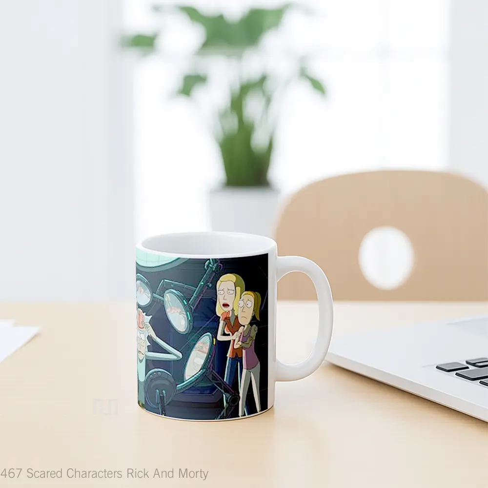 Mug Scared Characters Rick And Morty Gelas Kartun - All-side / Desain