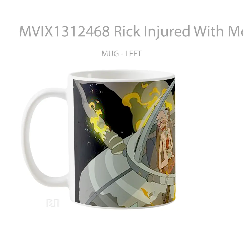 Mug Rick Injured With Morty Gelas Keramik Unik - All-side / Desain
