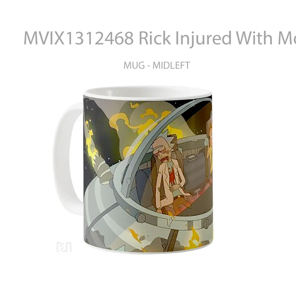 Mug Rick Injured With Morty Gelas Keramik Unik - All-side / Desain