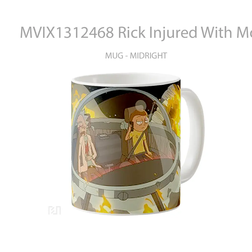 Mug Rick Injured With Morty Gelas Keramik Unik - All-side / Desain