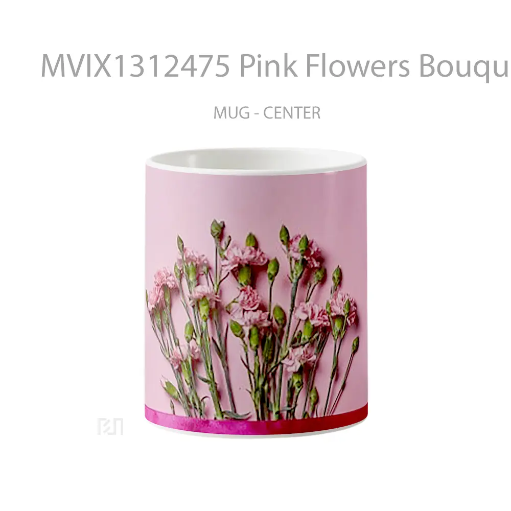 Mug Pink Flowers Bouquet Gelas Pemandangan Alam