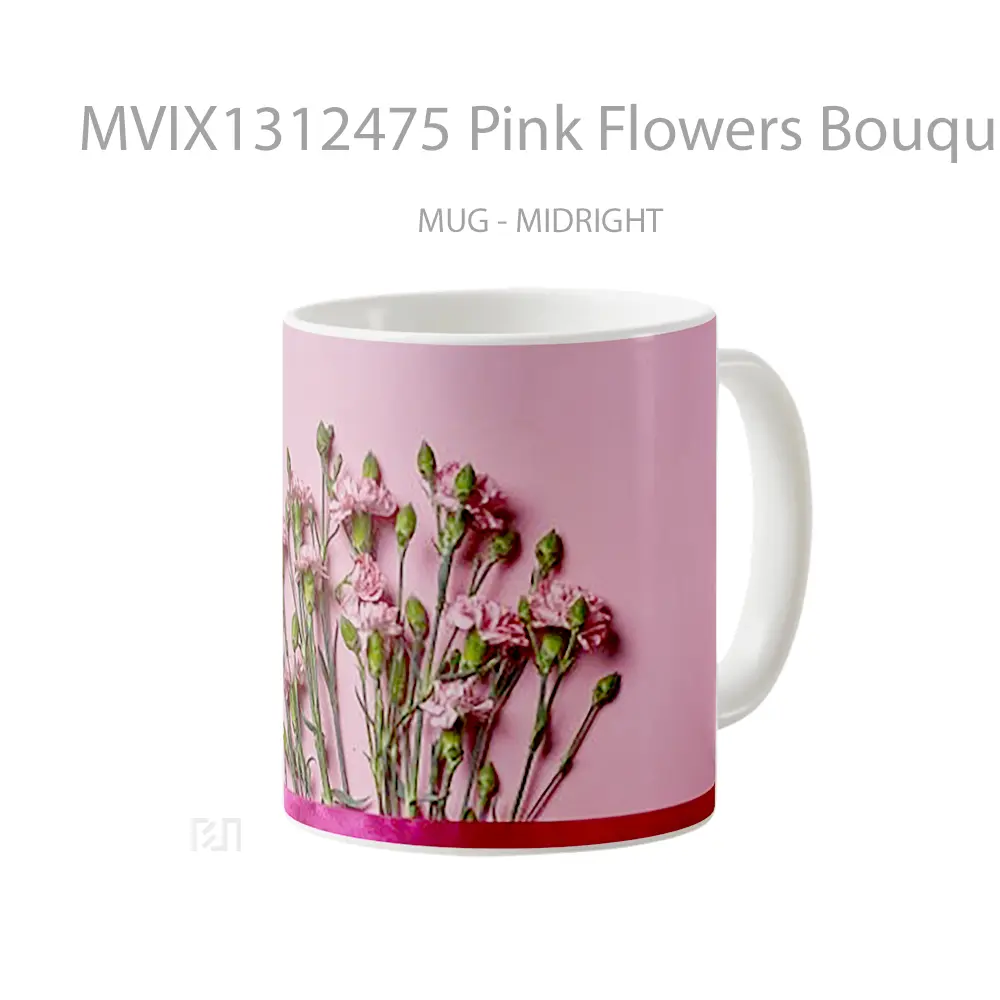 Mug Pink Flowers Bouquet Gelas Pemandangan Alam - All-side / Desain