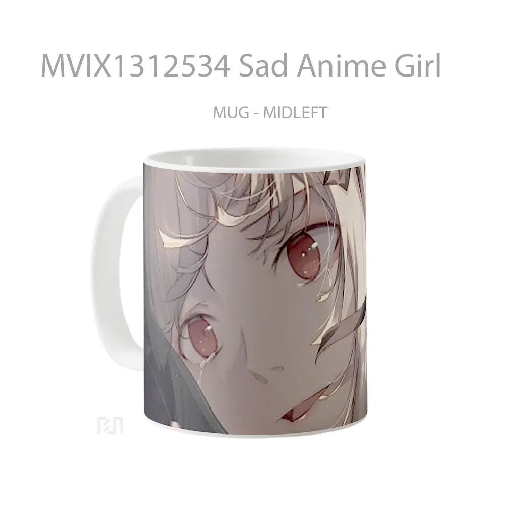 Mug Sad Anime Girl Cangkir Anime - All-side / Desain