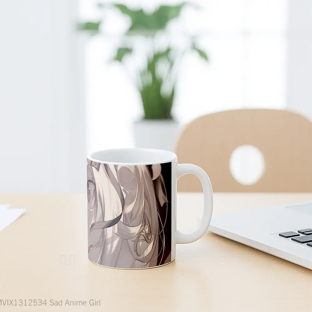 Mug Sad Anime Girl Cangkir Anime - All-side / Desain