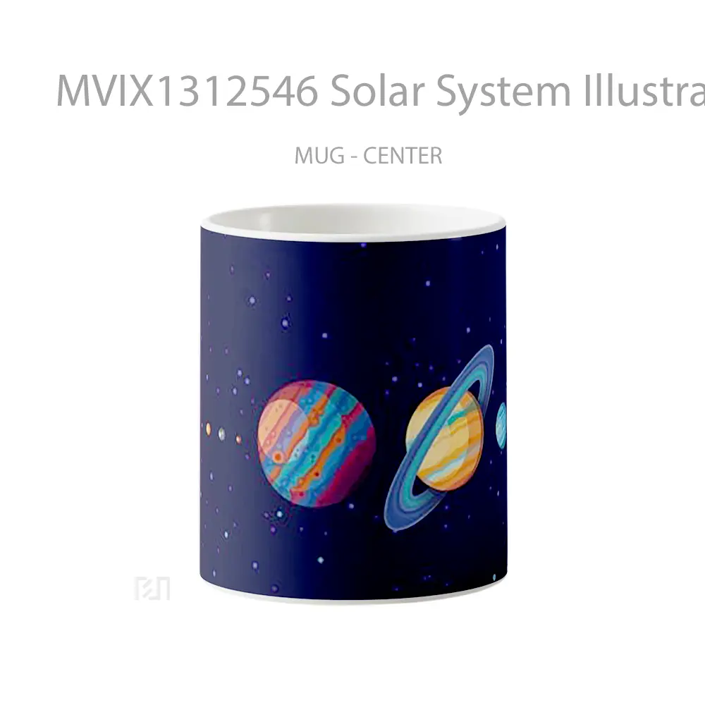 Mug Solar System Illustration Gelas Seni Modern