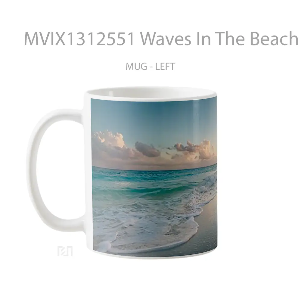 Mug Waves In The Beach At Sunset Gelas Pemandangan Alam - All-side / Desain