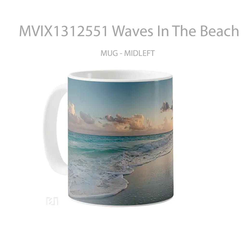 Mug Waves In The Beach At Sunset Gelas Pemandangan Alam - All-side / Desain