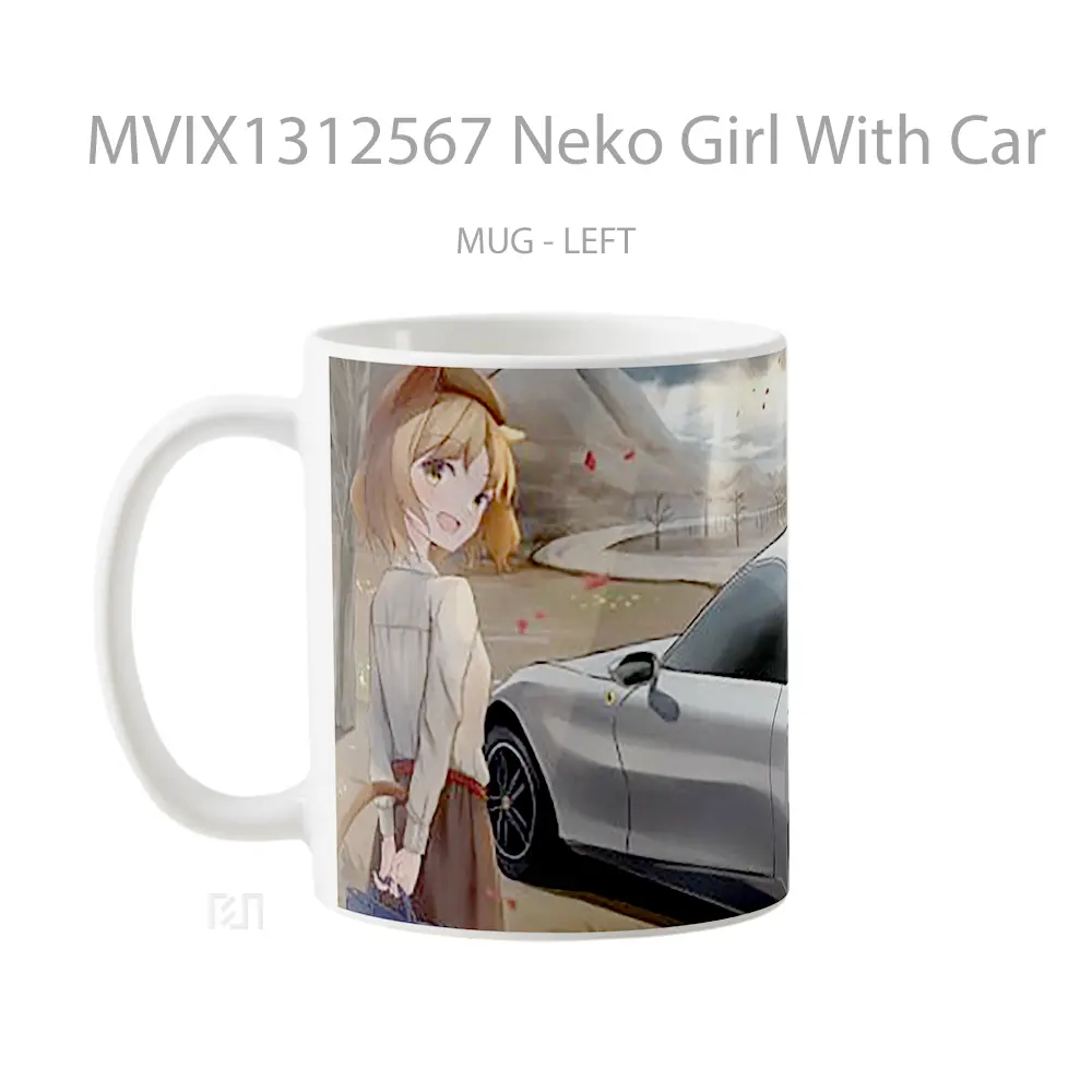Mug Neko Girl With Car Cangkir Mobil - All-side / Desain