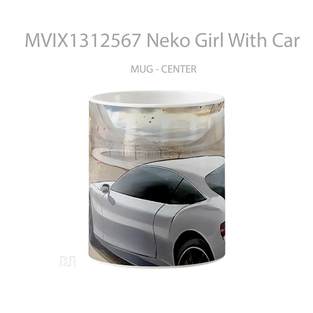 Mug Neko Girl With Car Cangkir Mobil