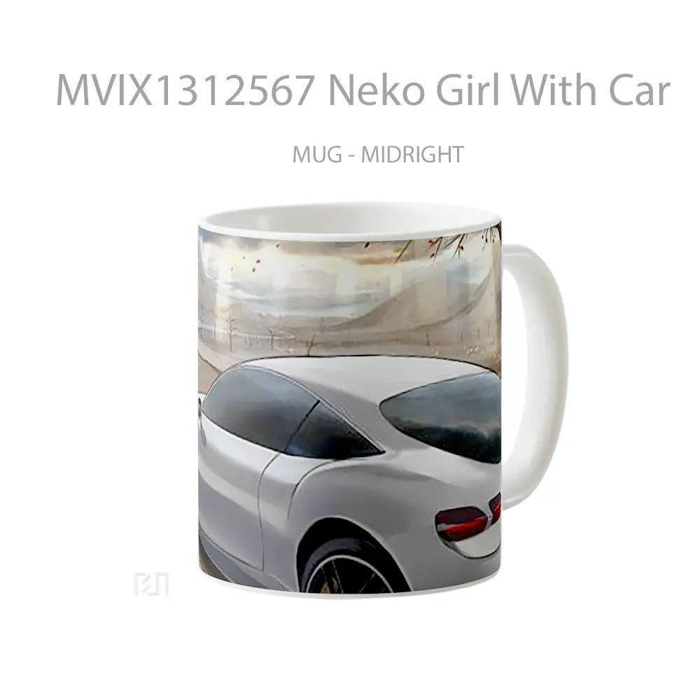 Mug Neko Girl With Car Cangkir Mobil - All-side / Desain