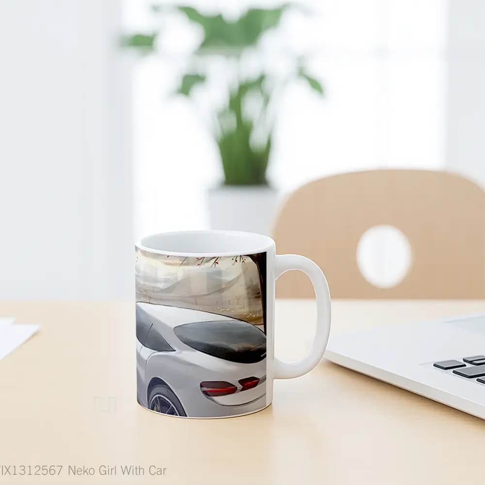 Mug Neko Girl With Car Cangkir Mobil - All-side / Desain