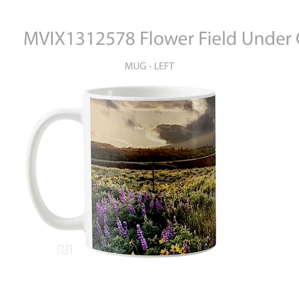 Mug Flower Field Under Clouded Sky Gelas Pemandangan Alam - All-side / Desain