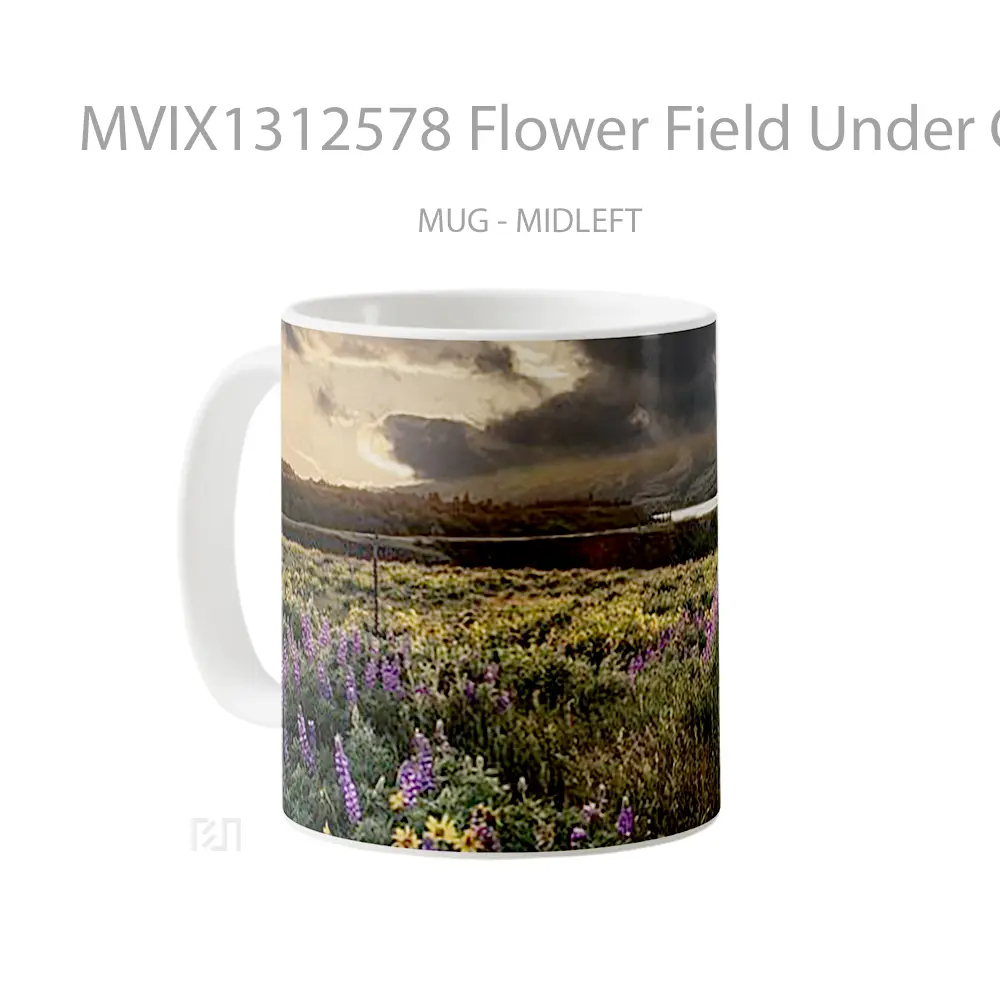 Mug Flower Field Under Clouded Sky Gelas Pemandangan Alam - All-side / Desain