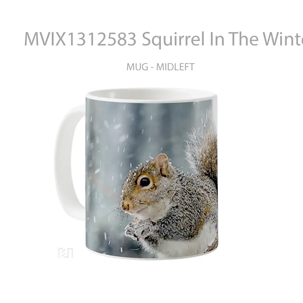 Mug Squirrel In The Winter Gelas Keramik Unik - All-side / Desain