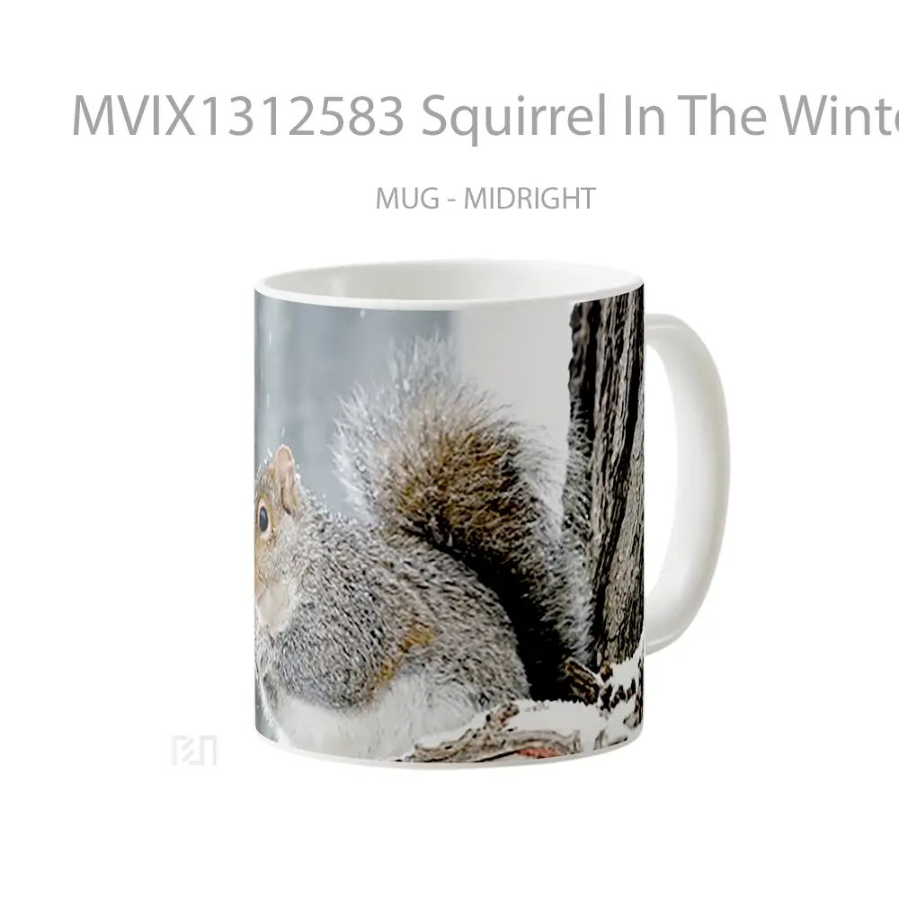 Mug Squirrel In The Winter Gelas Keramik Unik - All-side / Desain