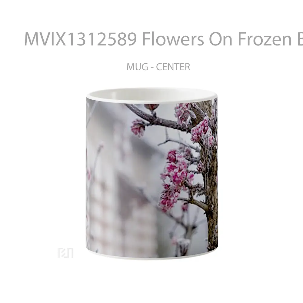 Mug Flowers On Frozen Branches Gelas Pemandangan Alam