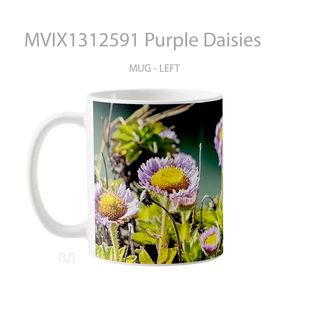 Mug Purple Daisies Gelas Keramik Unik - All-side / Desain