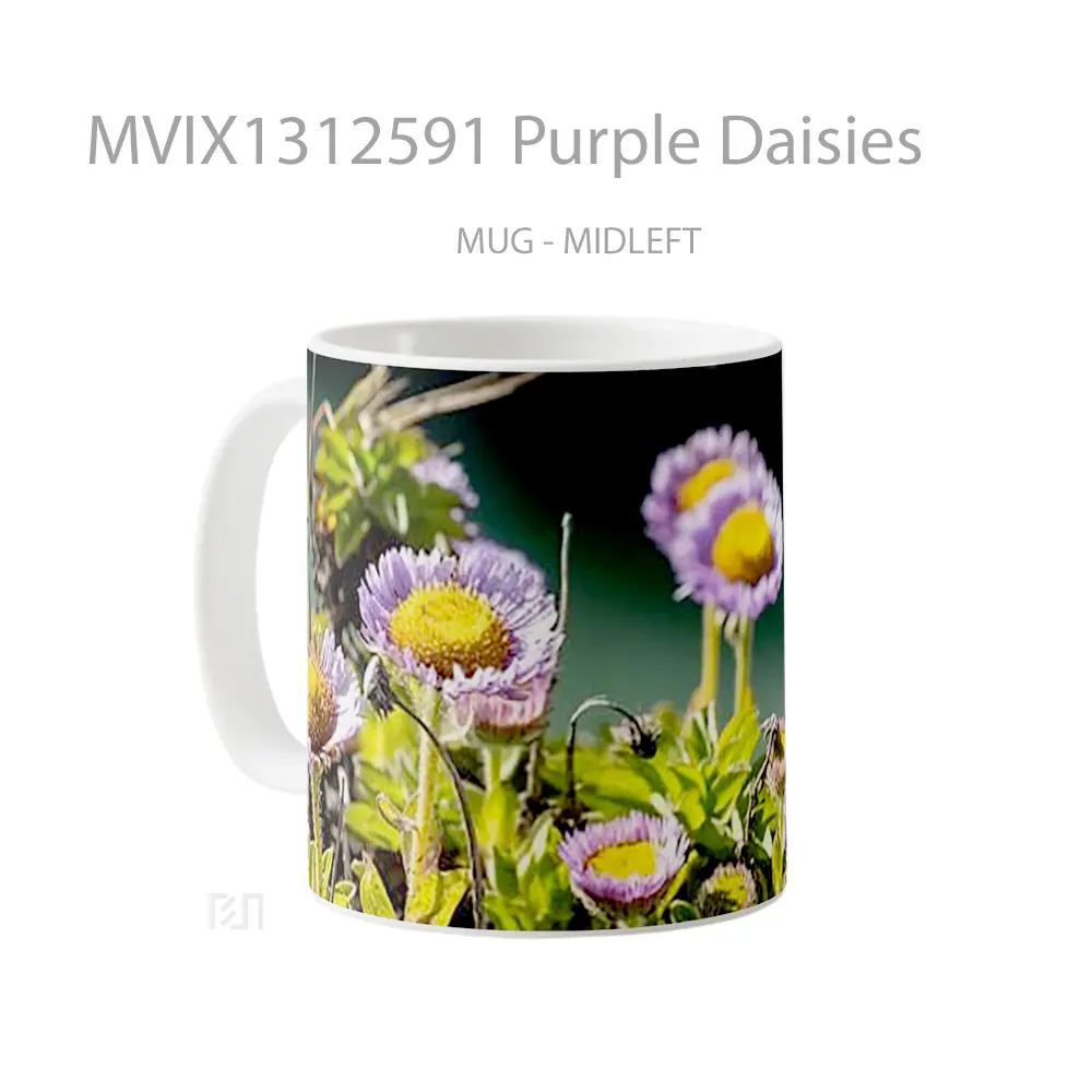 Mug Purple Daisies Gelas Keramik Unik - All-side / Desain