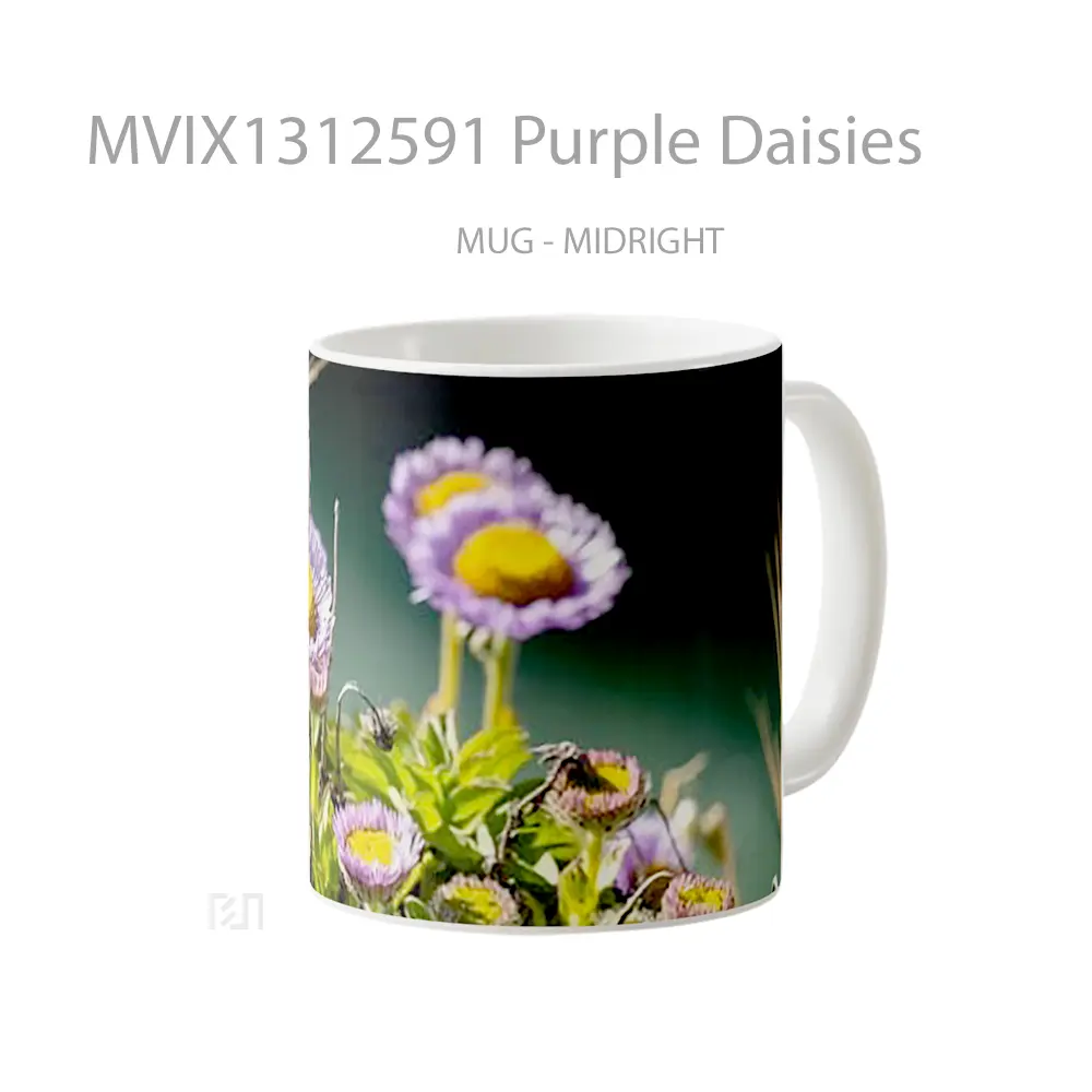 Mug Purple Daisies Gelas Keramik Unik - All-side / Desain