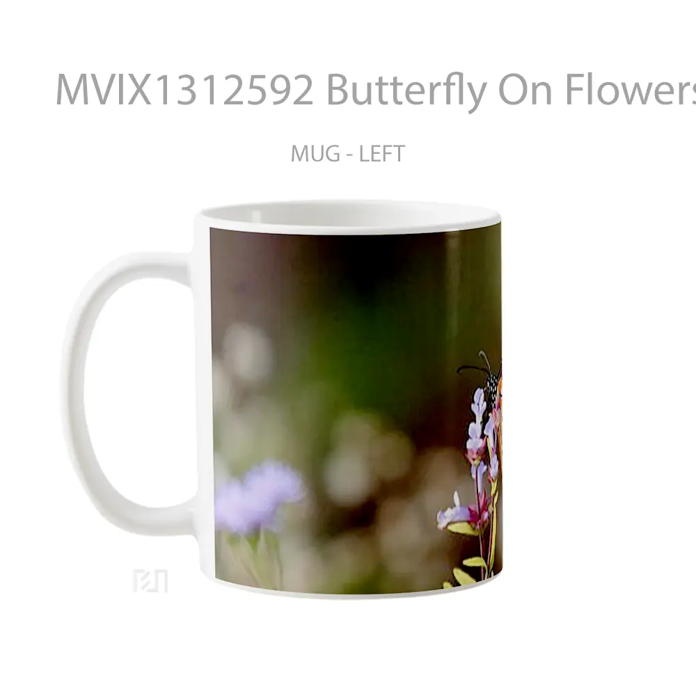Mug Butterfly On Flowers Gelas Hewan Lucu - All-side / Desain