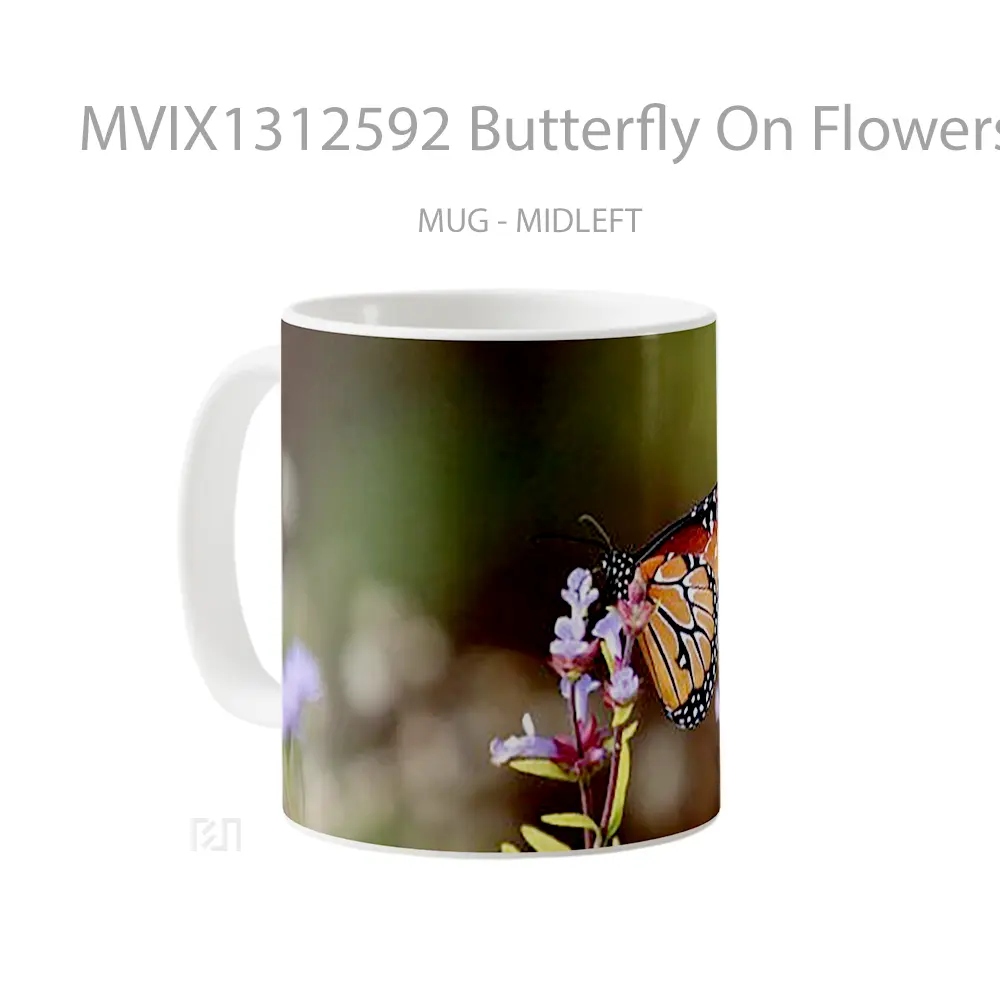 Mug Butterfly On Flowers Gelas Hewan Lucu - All-side / Desain