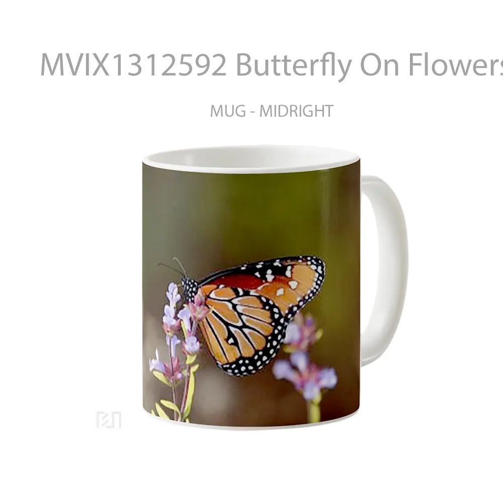 Mug Butterfly On Flowers Gelas Hewan Lucu - All-side / Desain